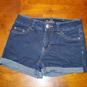 Dark wash denim shorts